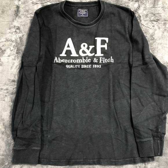 Abercrombie & Fitch Mens Long Sleeve Graphic T-Shirt Black Size M - Picture 3 of 9